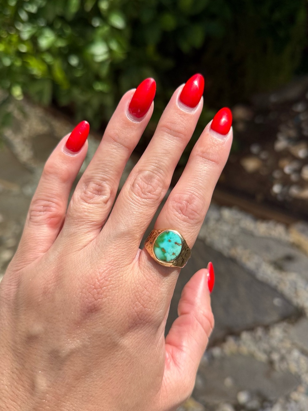 14k Gold Turquoise Signet Ring